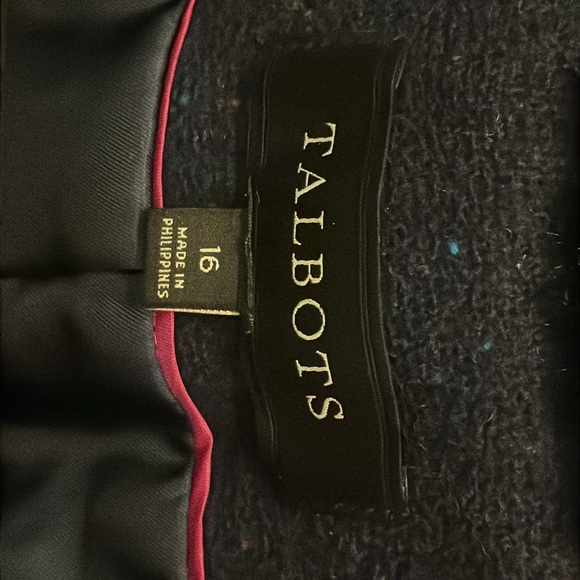 Talbots blue with black faux fur trim jacket - Picture 2 of 6